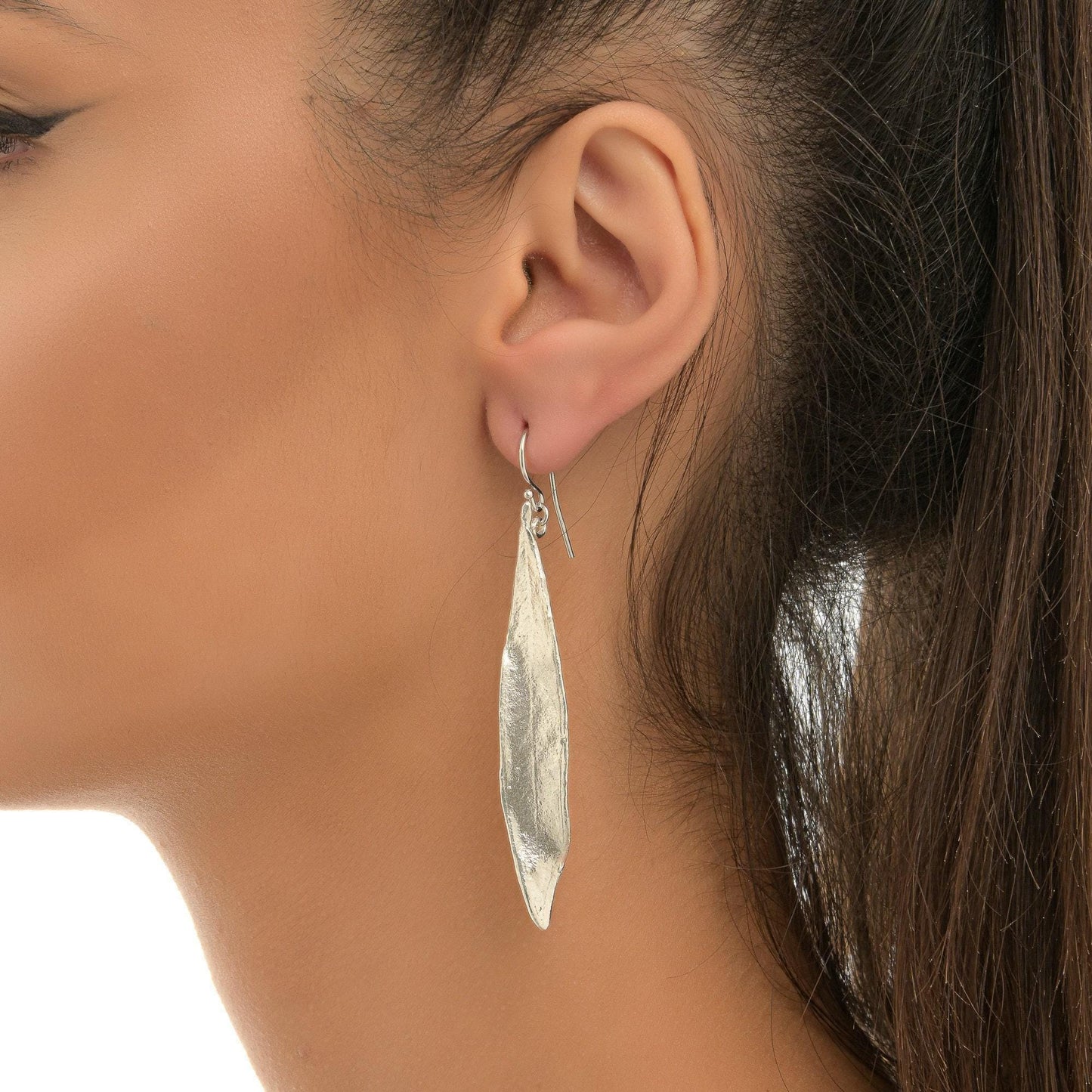Nature-Inspired Olive Leaves Earrings, Long Dangle 925 Recycled Sterling silver.Symbolizes peace, protection and fertility