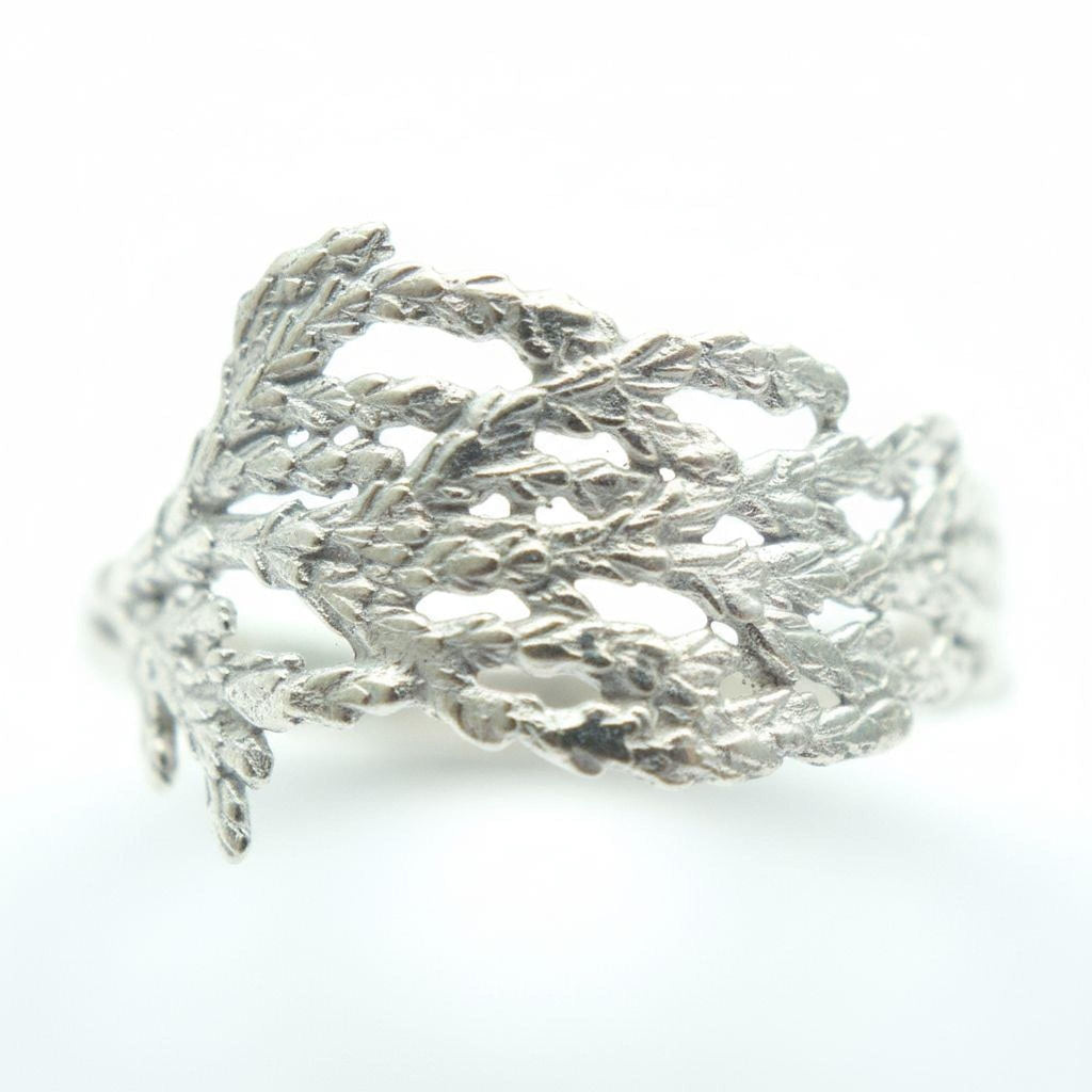 Real Cypress Leaf Ring, Gold Plated on Sterling Silver 925 Jewelry, Handmade Minimalist Jewelry Birthday Gift for Women
