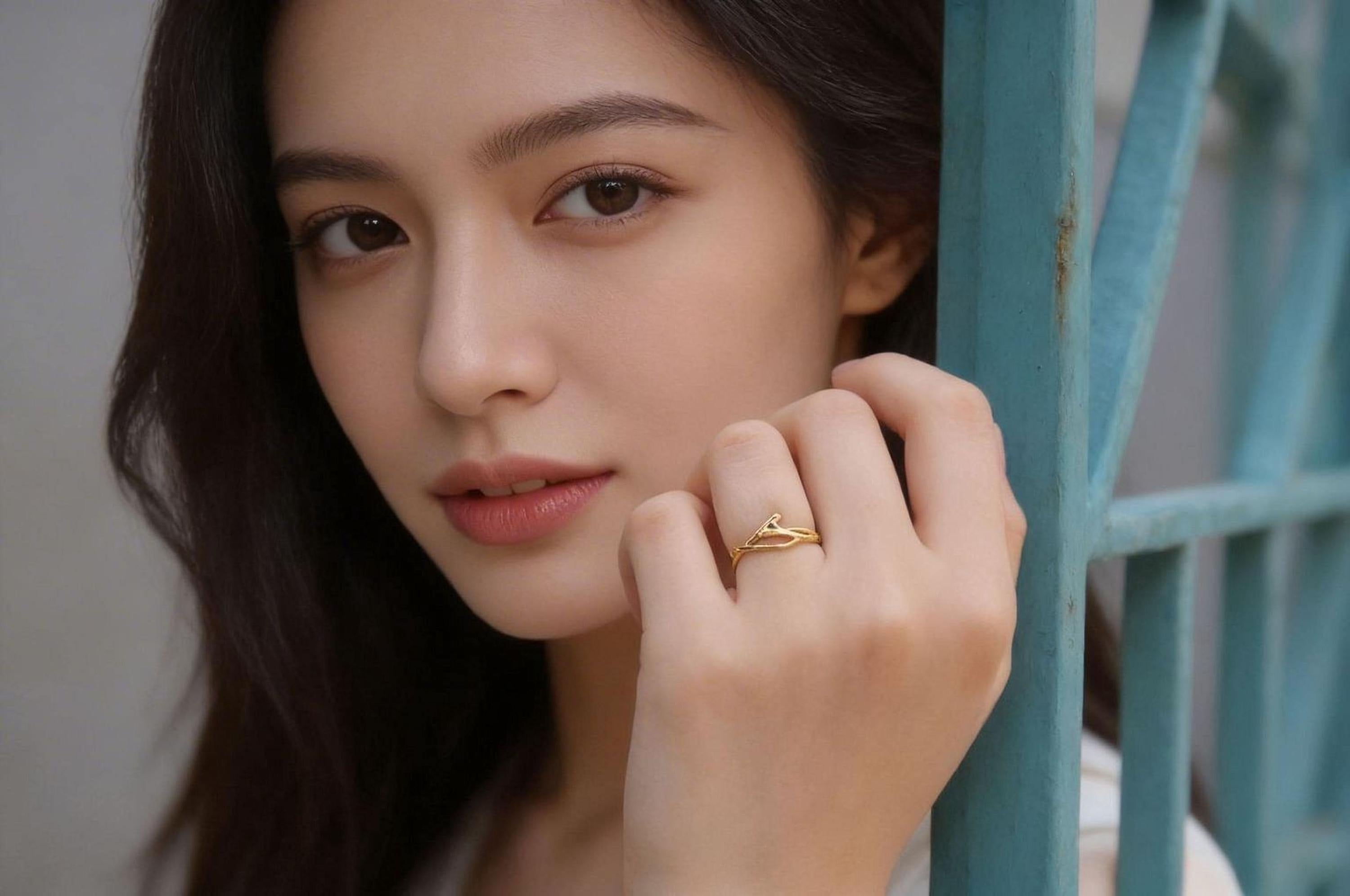 Solid Gold Jasmine Branch Ring, Handmade Minimalist Nature Jewelry, Dainty Organic Band, Gift for Purity & Health, Real Gold (9K, 14K, 18K)