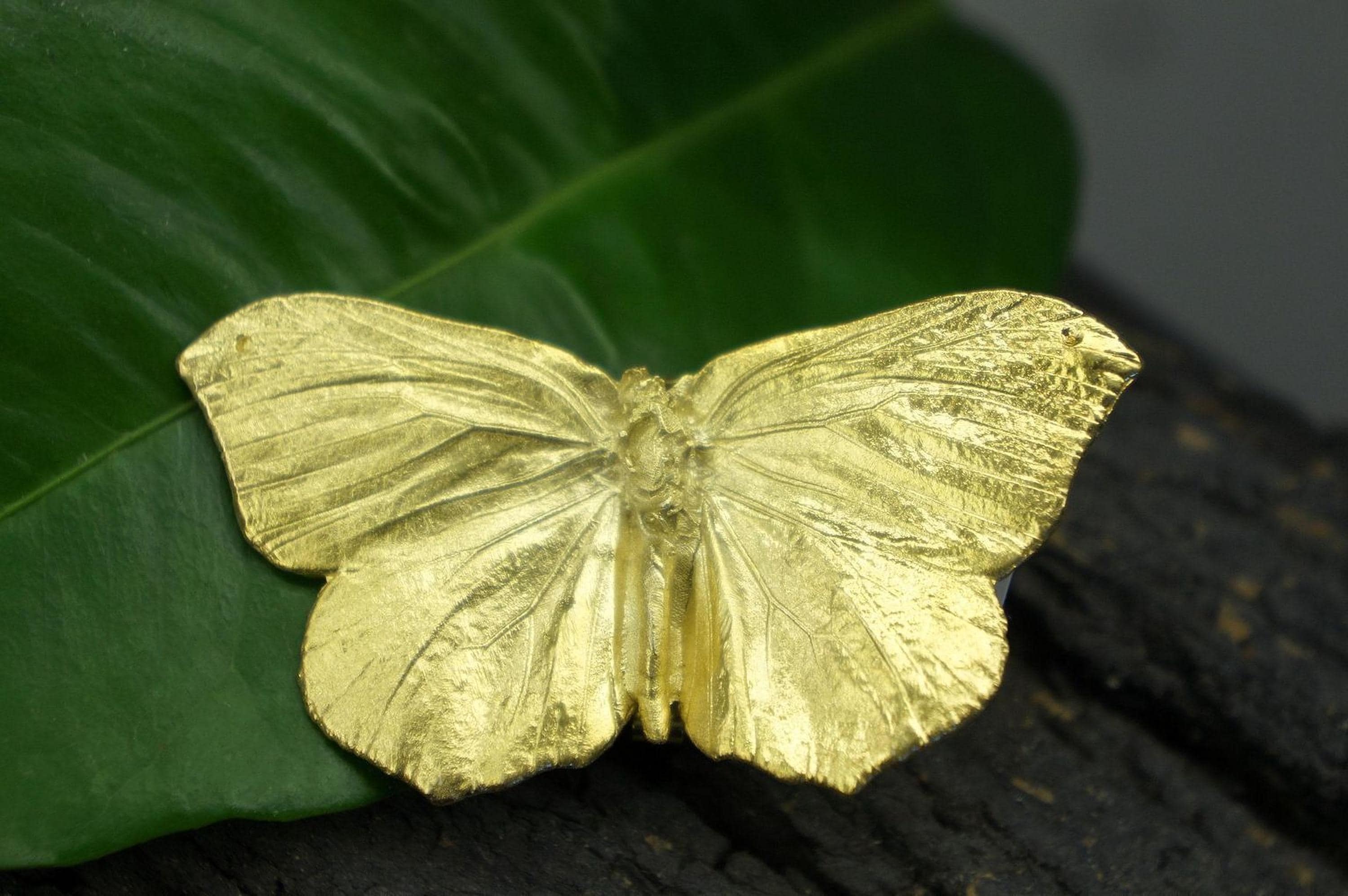 Real Butterfly Ring, 14K Gold Plated Brass Jewelry, Handmade Statement Jewelry Gift, Birthday Gift for Women, Nature Inspired Fashion