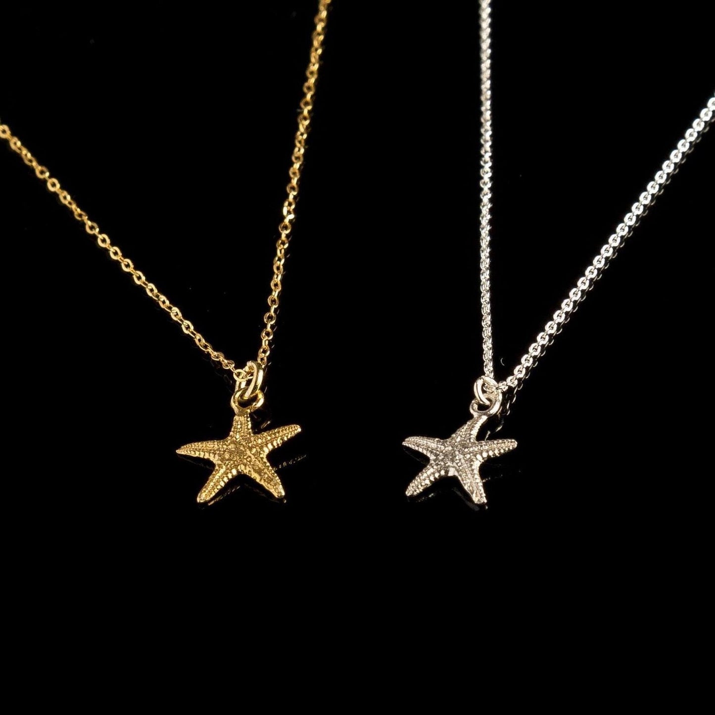 Minimalist Starfish Necklace, Handmade Sea Jewelry, Organic Beach Pendant, Gift for Health and Longevity, Gold on Sterling Silver 925