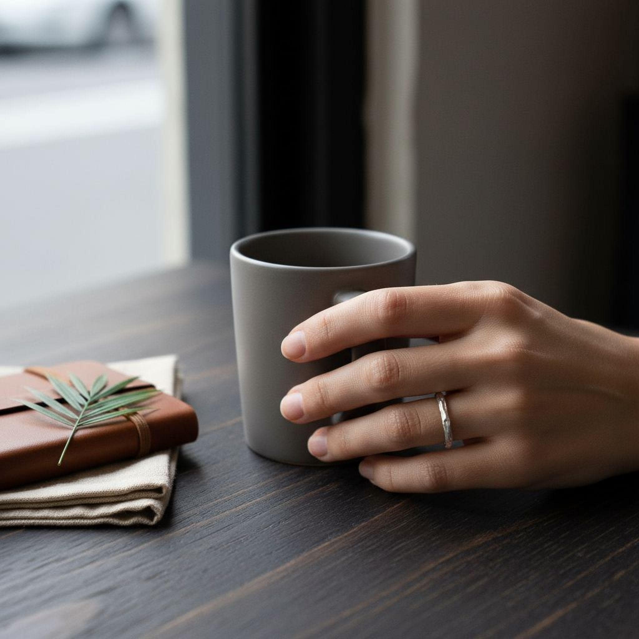 Dainty Branch Ring, Handmade Minimalist Jewelry, Organic Promise Band, Eco Gift for Vitality & Luck, Gold or Sterling Silver 925