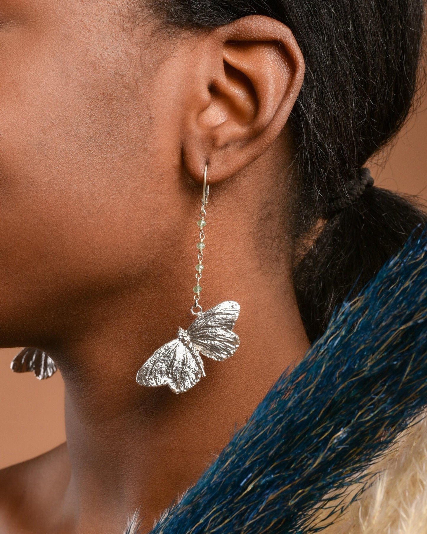 Real Butterfly Silver Earrings, Handmade Nature Jewelry, Organic Dangles, Gift for Purity & Freedom, Eco Sustainable Sterling Silver 925
