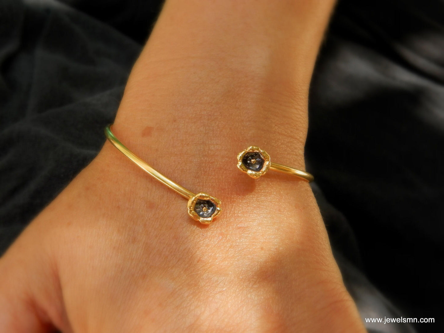 Lily Flower Arm Bracelet, 14K Gold Plated Brass Cuff, Handmade Minimalist Jewelry Gift, Birthday Gift for Her, Boho Fashion Accessory