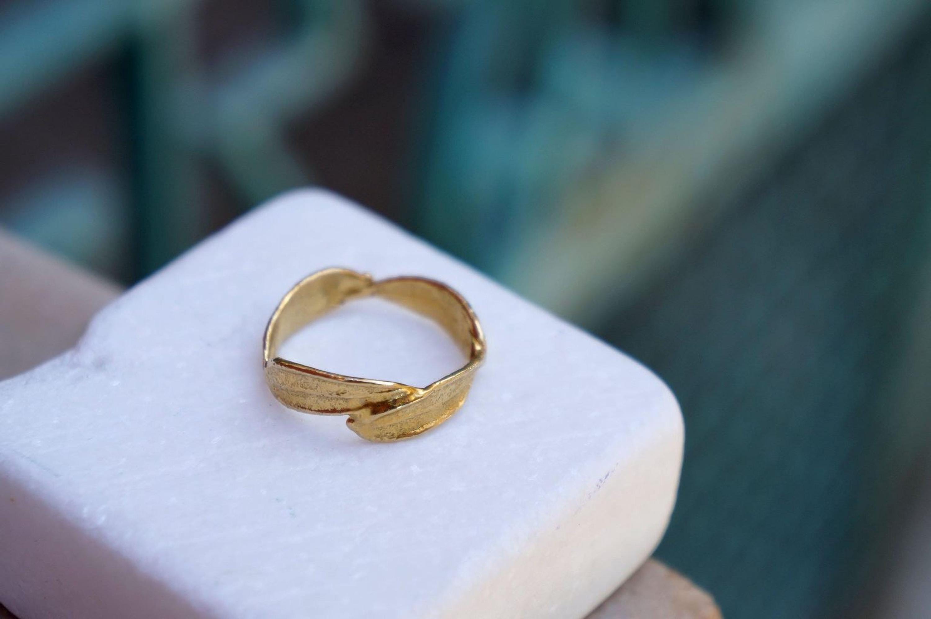 Gold Olive Leaf Ring, Solid Gold Ring 18K, Gold Jewelry Band, Birthday Gift for Women, Jewelry Gift for Her, Handmade Jewelry Gift