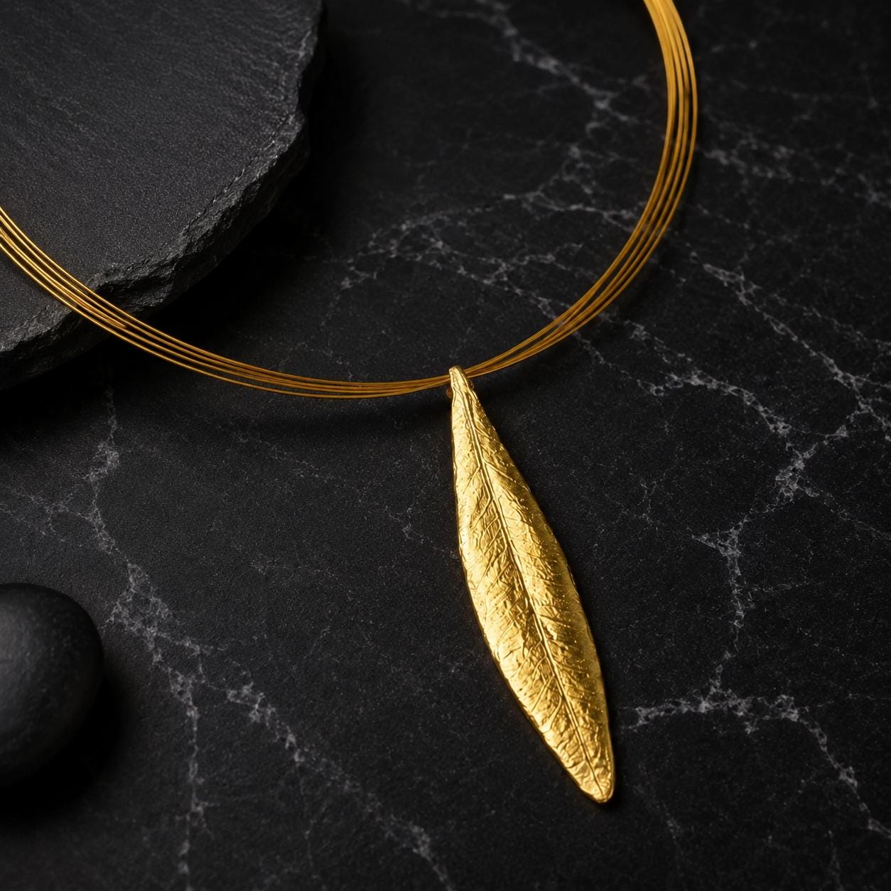 Gold Olive Leaf Necklace, Handmade Nature Jewelry, Organic Tree Pendant, Gift for Vitality & Youth, Eco Sustainable Gold on Brass