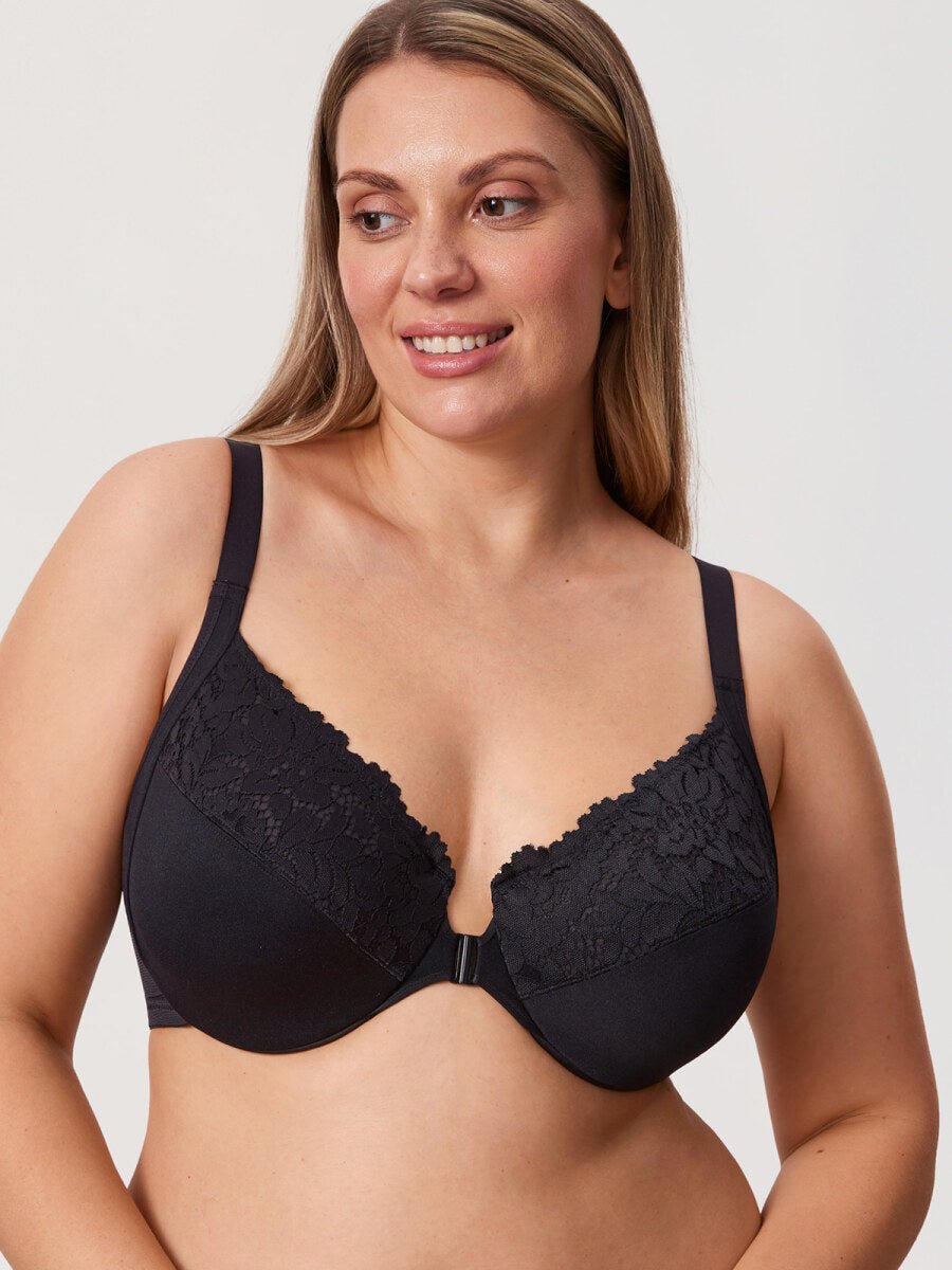 Lace Front Closure Posture Support Underwire Full Coverage Bra