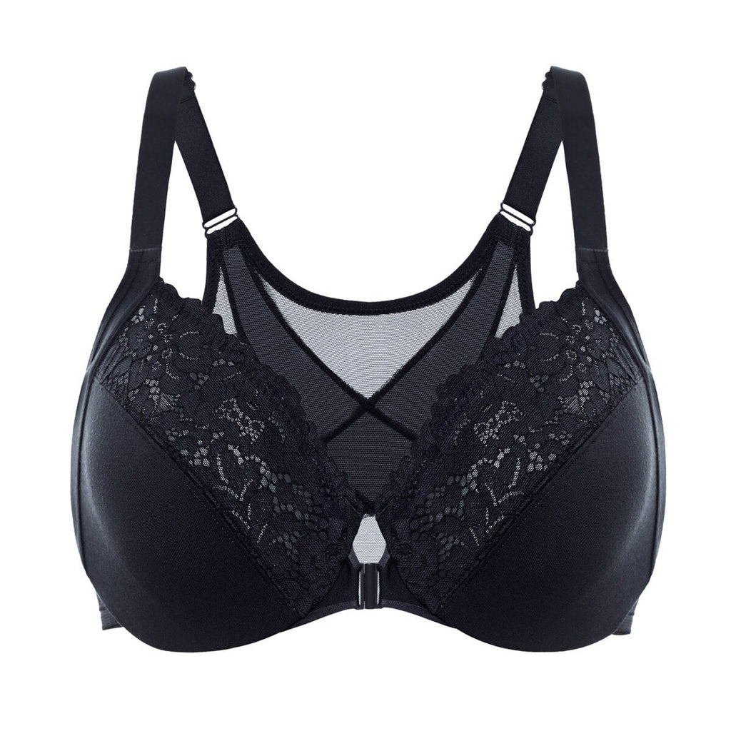 Lace Front Closure Posture Support Underwire Full Coverage Bra