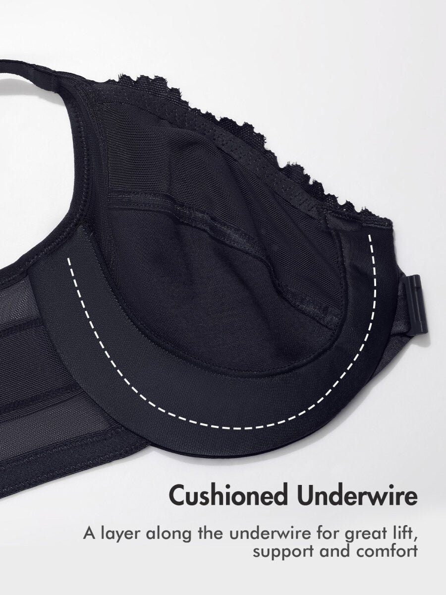 Lace Front Closure Posture Support Underwire Full Coverage Bra