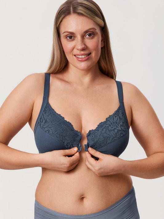 Lace Front Closure Posture Support Underwire Full Coverage Bra